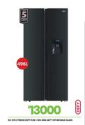 Defy 496L Nett BLK Glass S x S + WD Fridge 20-576