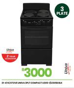 Univa 3 Plate Blk Compact Stove U305-1/U305B 21-474