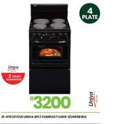 Univa 4 Plate Blk Compact Stove U405-1/U405B 21-475