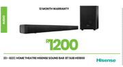 Hisense Home Theatre BT Sub Sound Bar HS1800 23-822