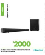 Hisense 480W Home Theatre BT Sub Sound Bar HS3100 23-823