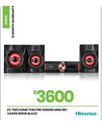 Hisense 800W Black Home Theatre Mini HiFi HA650 23-798