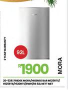 Hisense/Mora 92Ltr Met Bar Fridge M125RTS/H125RTS/H120RTS/RWH/RS