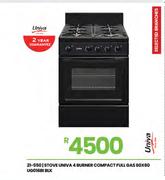 Univa 4 Burner Compact Full Gas Stove  UG016B1-60 x 60