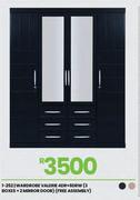 Valerie 4DR + 6DRAW (3 Boxes + 2 Mirror Door) Wardrobe Free Assembly 1-252