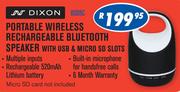 Dixon Portable Wireless Rechargeable Bluetooth Speaker With USB & Micro SD Slots