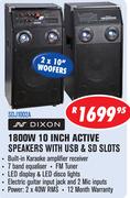Dixon 1800W 10" Active Speakers With USB & SD Slots SDJ1002A