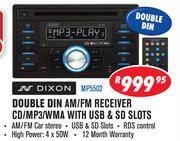 Dixon Double Din AM/FM Receiver CD/MP3/WMA with USB & SD Slots(MP5502)