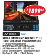 Dixon Single Din Media Player with 7" TFT Touch Screen And Detachable Front Panel(DV0973)