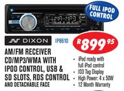 Dixon AM/FM Receiver CD/MP3/WMA with iPod Control, uSB & SD Slots, RDS COntrol And Detachable Face(I