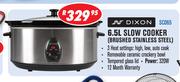 Dixon 6.5ltr Slow Cooker-SC065 (Brushed Stainless Steel)