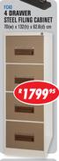 4 Drawer Steel Filing Cabinet-70Wx132hx62.8d Cm-FC40