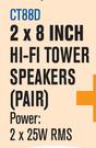 Dixon 2x 8" Hi-Fi Tower Speakers(Pair) CT88D