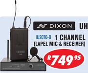 Dixon UHF Wireless Microphone Sets 1 Channel IU2070-D