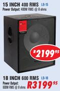 Dixon Bass Bin Speaker 18" 600 RMS LB-18