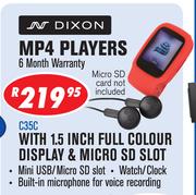 Dixon MP4 Players With 1.5 Inch Full Colour Display & Micro SD Slot