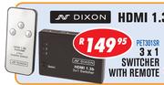 Dixon HDMI 1.3b 3 x 1 Switcher With Remote