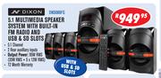 Dixon 5.1 Multimedia Speaker System With Built-In FM Radio And USB & SD Slots