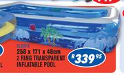 2 Ring Transparent Inflatable Pool 258x171x48cm SL62014
