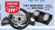Rippa 3 In 1 Racing Wheel With Pedals FT38C2