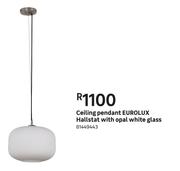 Eurolux Hallstat With Opal White Glass Ceiling Pendant