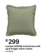 Inspire Lucile Forest With Zip & Fringes Cushion 45cm x 45cm