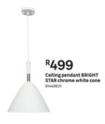 Bright Star Chrome White Cone Ceiling Pendant