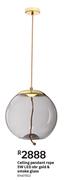 Ceiling Pendant Rope 5W LED obr Gold & Smoke Glass