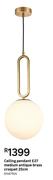 Ceiling Pendant E27 Medium Antique Brass Croquet 25cm