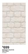 Wallpaper Vinyl Brick 10m x 53cm