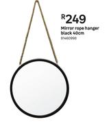 Mirror Rope Hanger Black 40cm