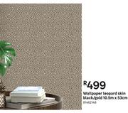 Wallpaper Leopard Skin Black/Gold 10.5m x 53cm