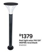 Inspire Rovai Black Solar PIR 120 Degree Post Light