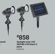 Inspire Chili Black 2 Piece Solar LED Spotlight