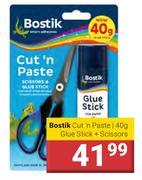 Bostik Cut n Paste-40g Glue Stick + Scissors