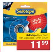 Sellotape Clear Tape With Dispenser-18mm x 20m