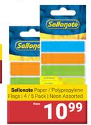 Sellotape Paper/Polypropylene Flags/4/5 Pack/Neon Assorted