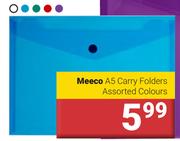 Meeco A5 Carry Folders Assorted Colours