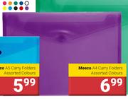 Meeco A4 Carry Folders Assorted Colours