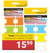 Tower Self Adhesive Tabs Fluorescent/Pastel/24 Tabs