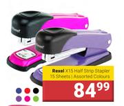 Rexel X15 Half Strip Stapler 15 Sheets Assorted Colours