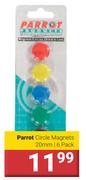 Parrot Circle Magnets 6 Pack 20mm