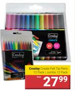 Croxley Crete Felt Tip Pens 12 Pack Jumbo Pack