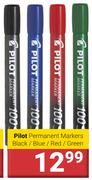 Pilot Permanent Markers Black/Blue/Red/Green