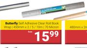 Butterfly Self Adhesive Clear Roll Book Wrap 450mm x 2 /5 /10m/70 Micron