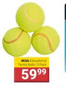 4 Kids Educational Tennis Balls 3 Pack