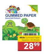4 Kids Gummed Paper Squares 20 Sheets
