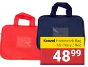 Kenzel Homework Bag A5 Navy/Red