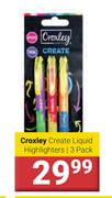 Croxley Create Liquid Highlighters-Pack Of 3