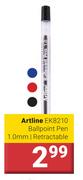 Artline EK8210 Ballpoint Pen 1.0mm Retractable